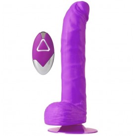 Фиолетовый вибратор на присоске PURRFECT SILICONE DELUXE REMOTE VIBE 8IN - 20 см.